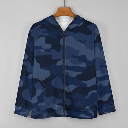 Zip up Camo Hoodie | Deep Blue Camouflage