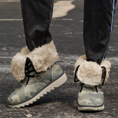 Camo Boots | Military Brown Cotton-Pad Fur Lining