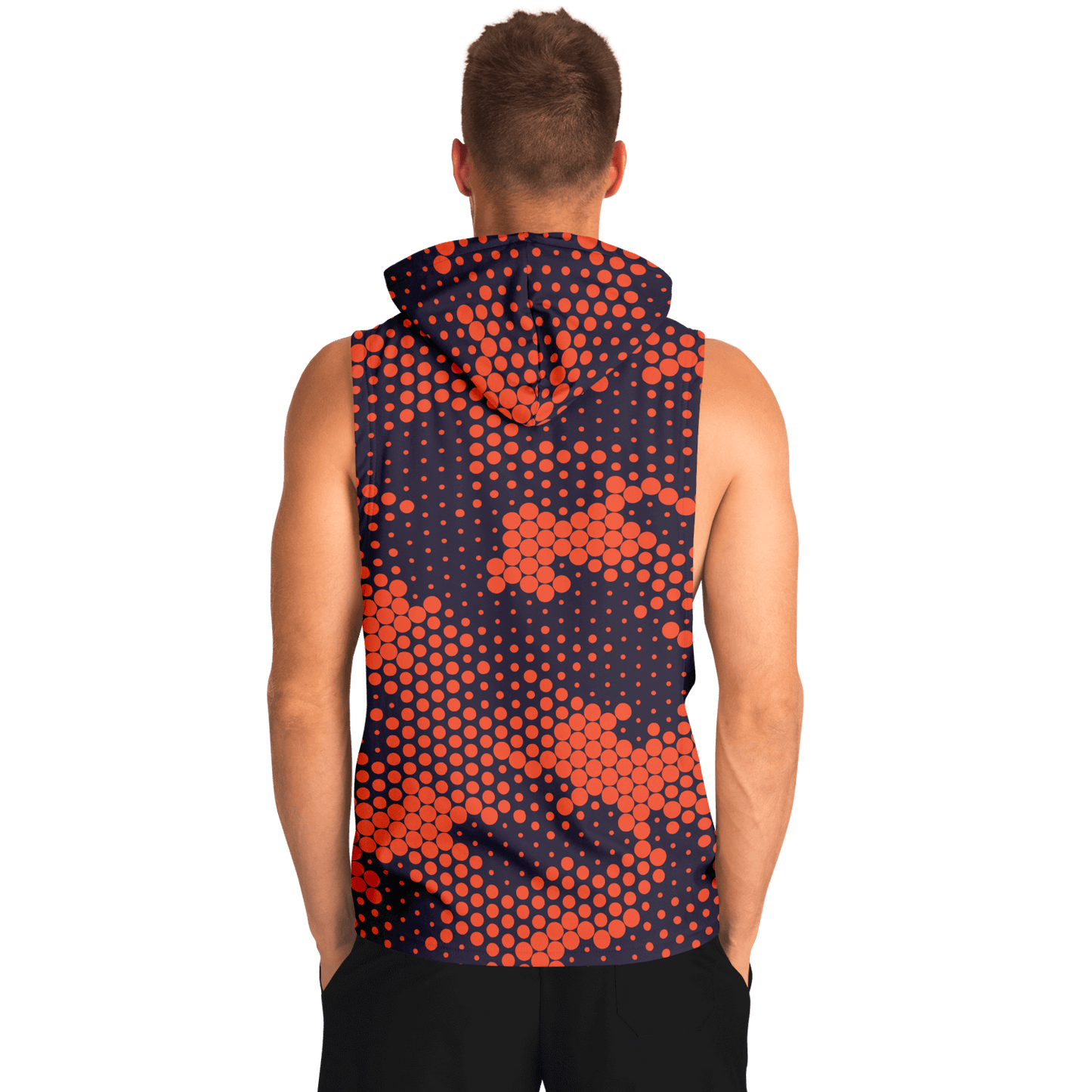 Sleeveless Hoodie | Orange & Blue Digital Camouflage