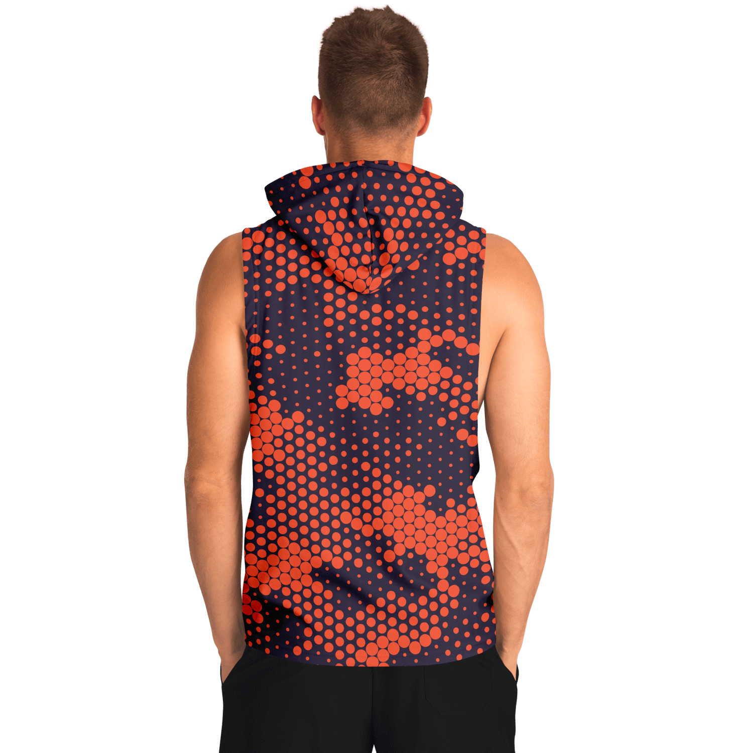 Sleeveless Hoodie | Orange & Blue Digital Camouflage