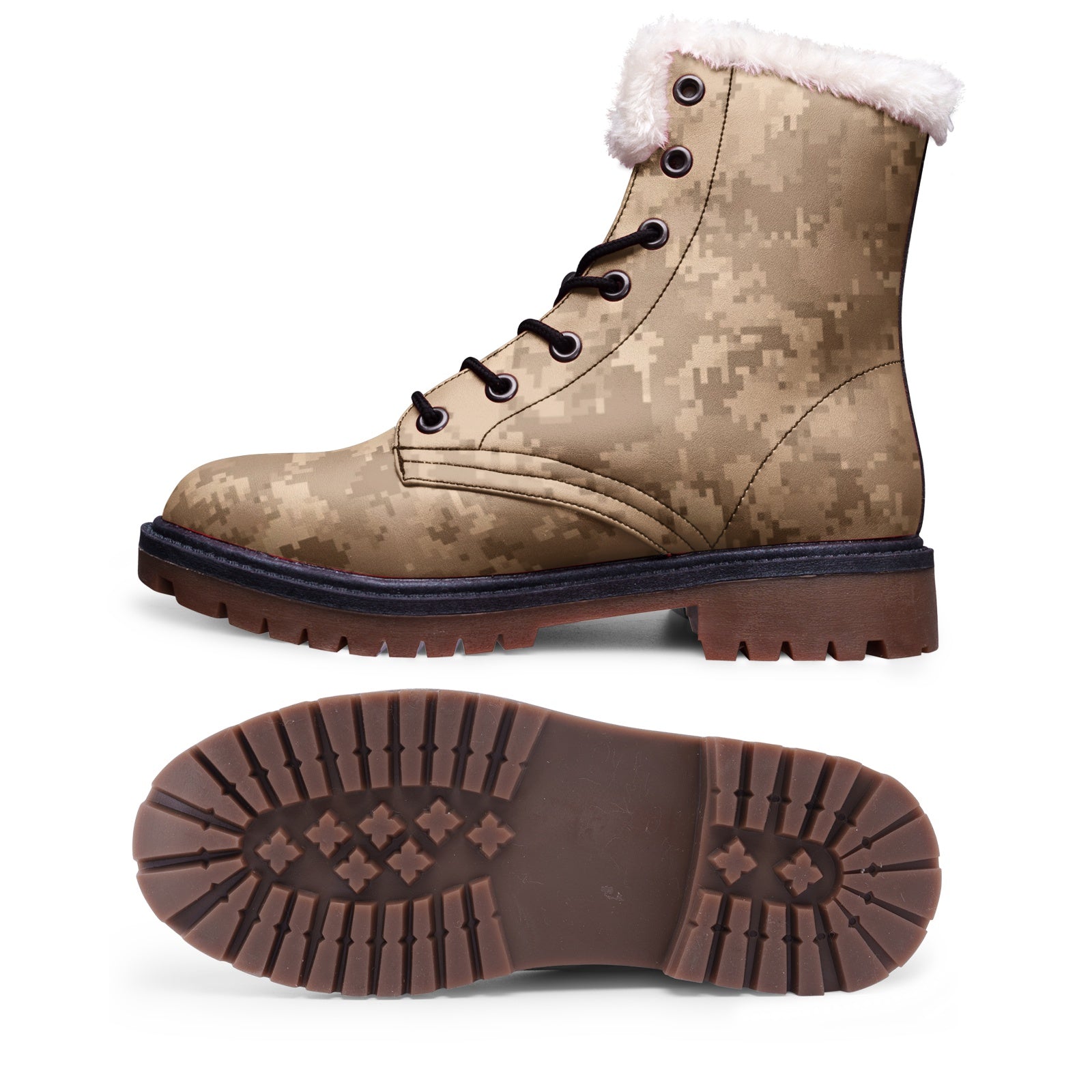 Snow Camo Boots | Brown Pixel Camouflage