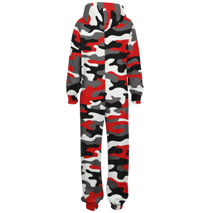 Camo Onesie | Red, Black, and White Camouflage