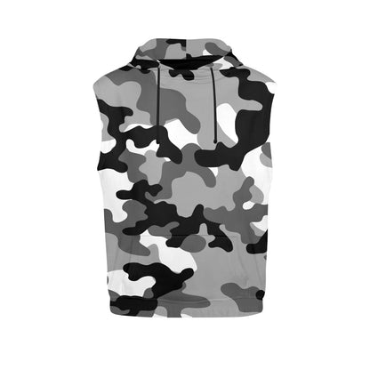 Sleeveless Camo Hoodie For Women | Black, White, and Gray