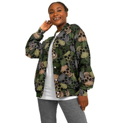 Skulls Baseball Jacket | Green & Grey Camo Inspired