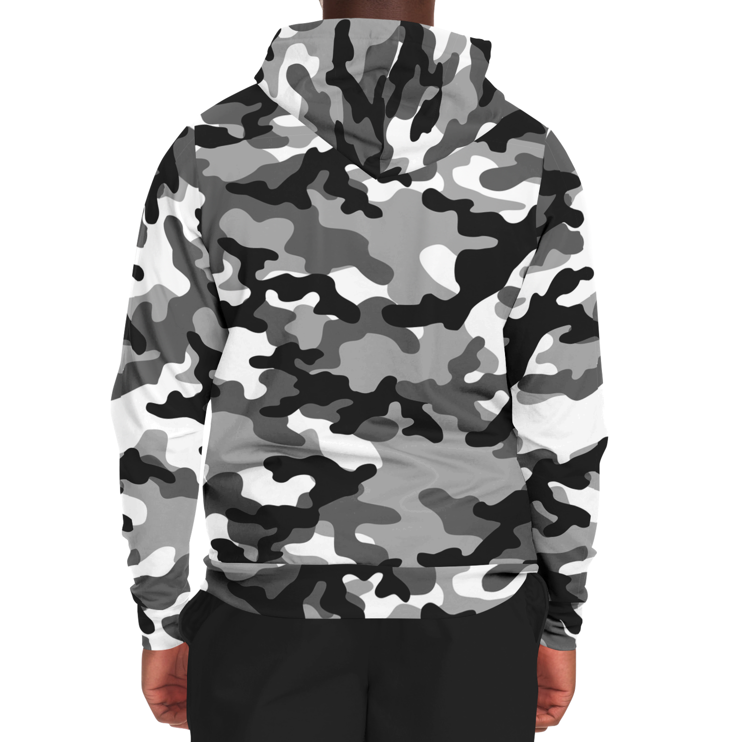 Zip-Up Hoodie | Gray, Black & White Camouflage