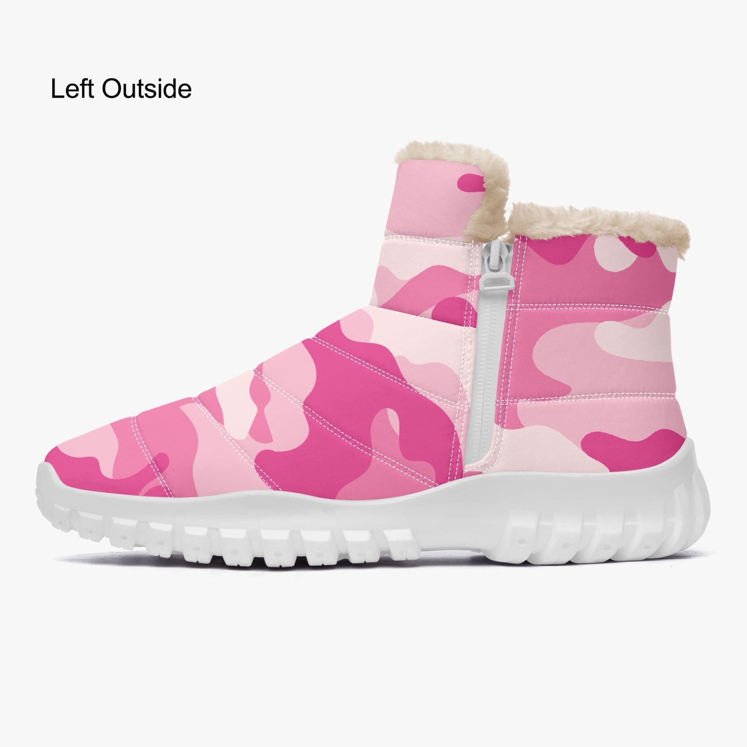 Camo Boots | Cotton-pad Fur Zipper Up | Lavender Pink