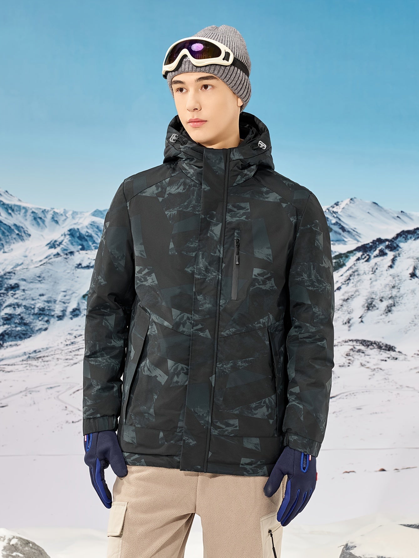 Camouflage Down Jacket for Men: Warm Hooded Winter Outdoor Coat