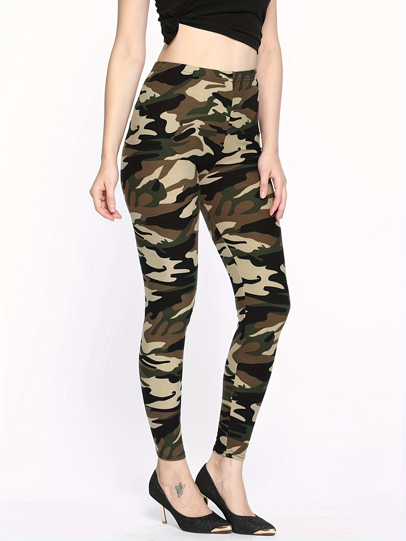 Leggings con estampado de camuflaje | Pantalones ajustados elásticos informales para uso diario