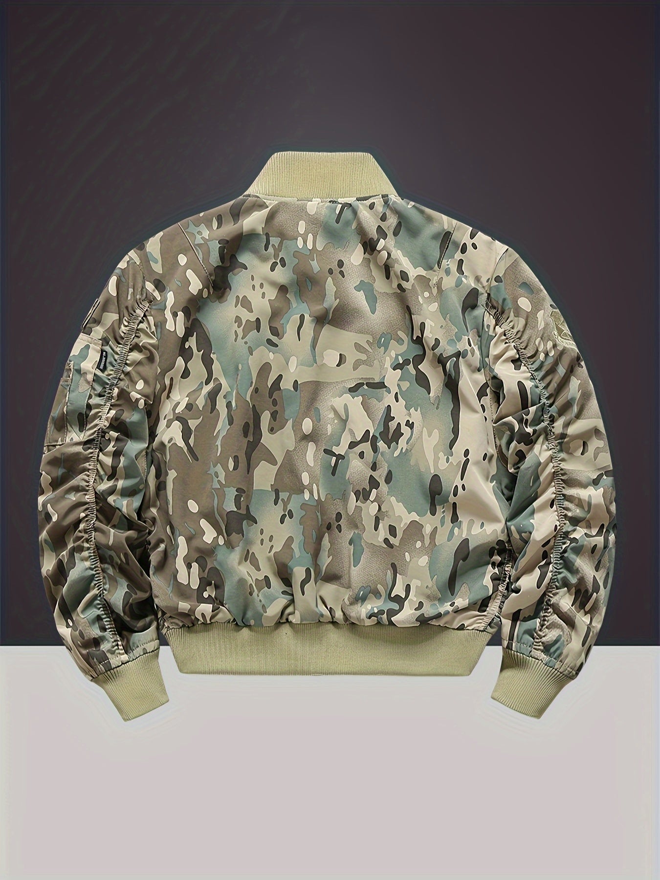 Men's Casual Stand Collar Camouflage Print Jacket