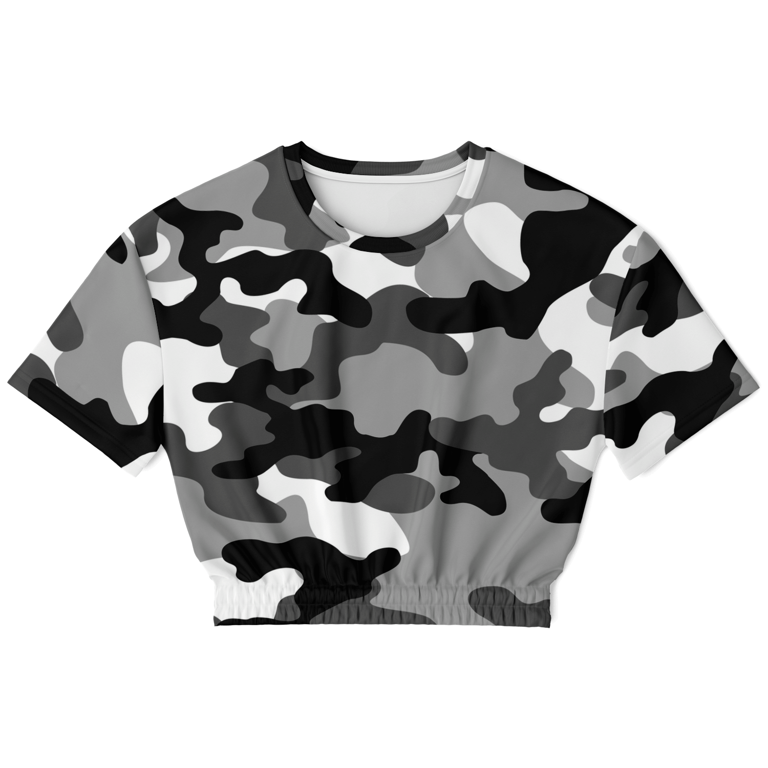 Camo Crop Top Sweatshirt | Black, White & Gray Camouflage