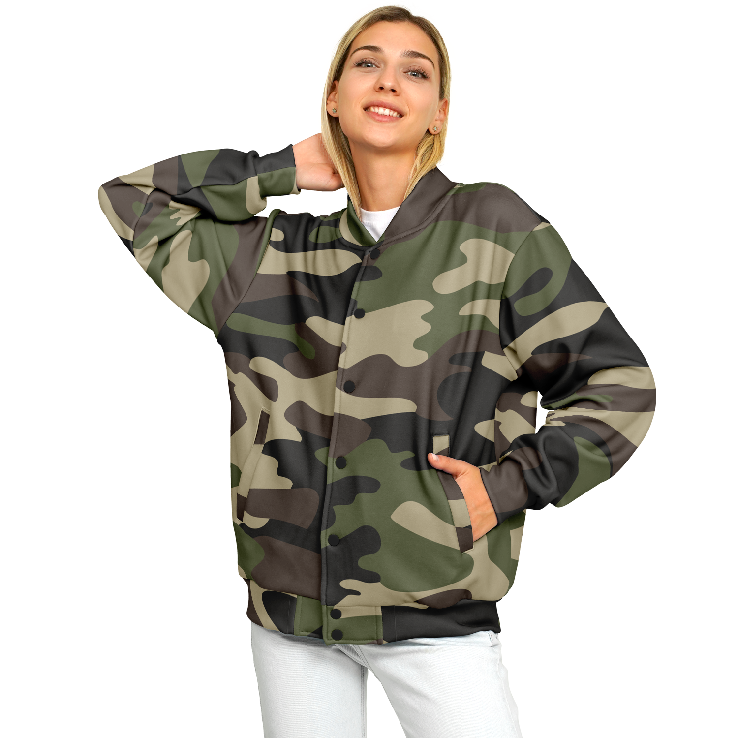 Baseball Jacket | Classic Green Camouflage | Unisex