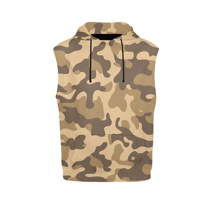 Sleeveless Camo Hoodie For Women | Khaki Camouflage