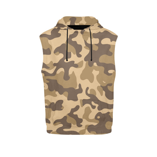 Sleeveless Camo Hoodie For Women | Khaki Camouflage