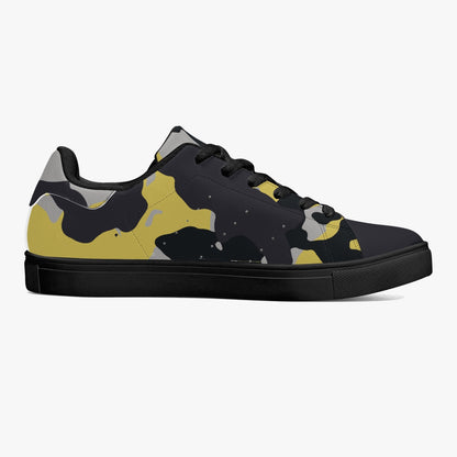 Camo Sneakers | Classic Low-Top Leather | Yellow, Black, & Silver