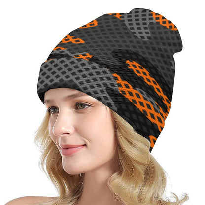 Camo Beanie | Black & Orange Pixel Camouflage