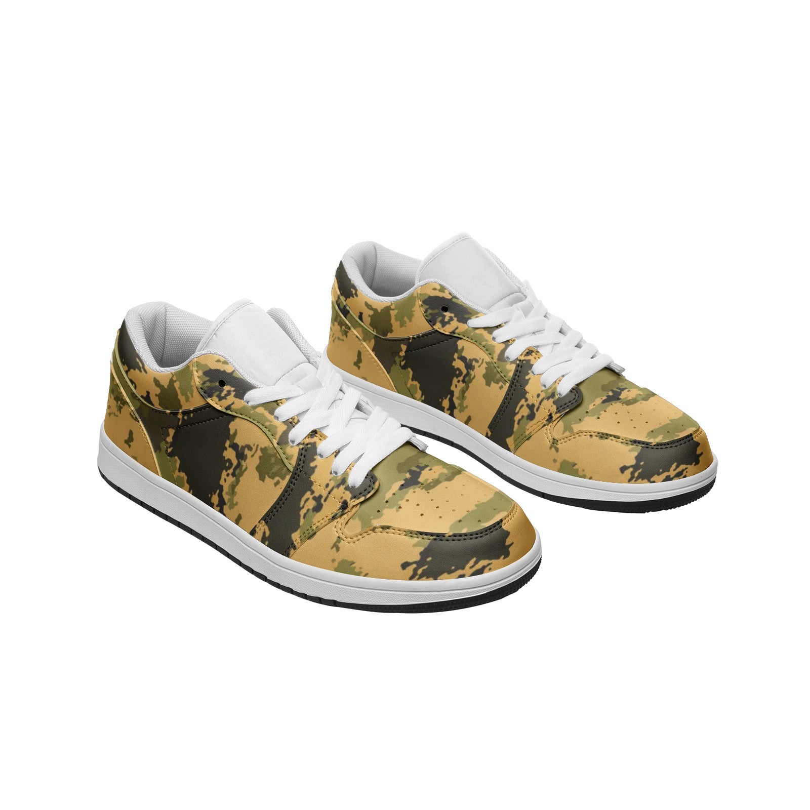 Desert Green Camo Sneakers | Unisex Low Top Leather