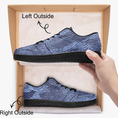 Camo Sneakers | Denim Blue Low-Top Leather Camouflage Shoes