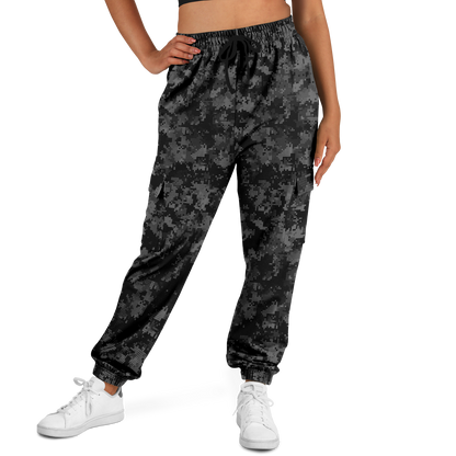 Black Camo Cargo Pants | Digital Monochrome Dark Gray