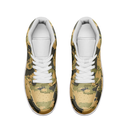 Desert Green Camo Sneakers | Unisex Low Top Leather