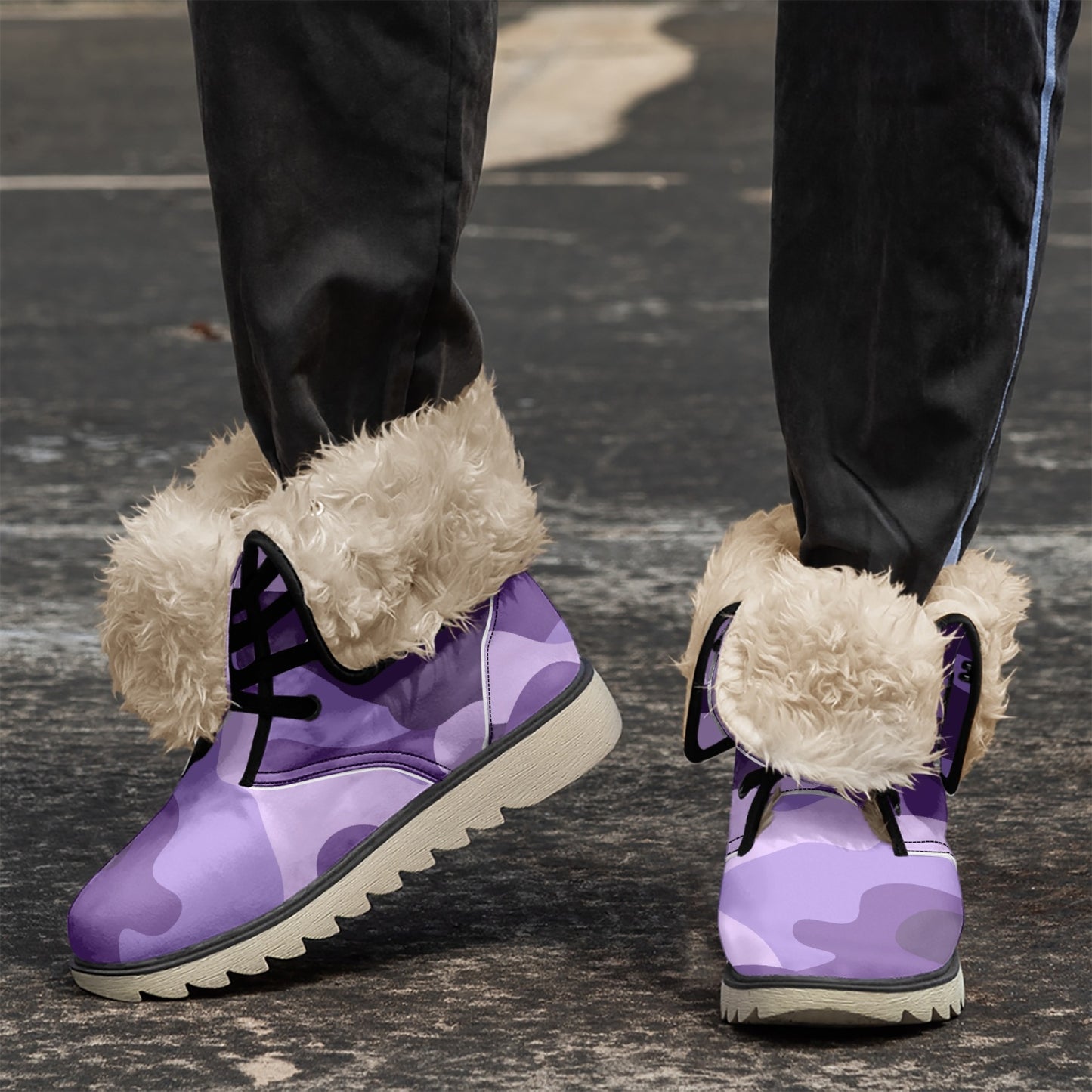 Camo Boots | Purple, Blue, & Mauve Cotton-Pad Fur Lining