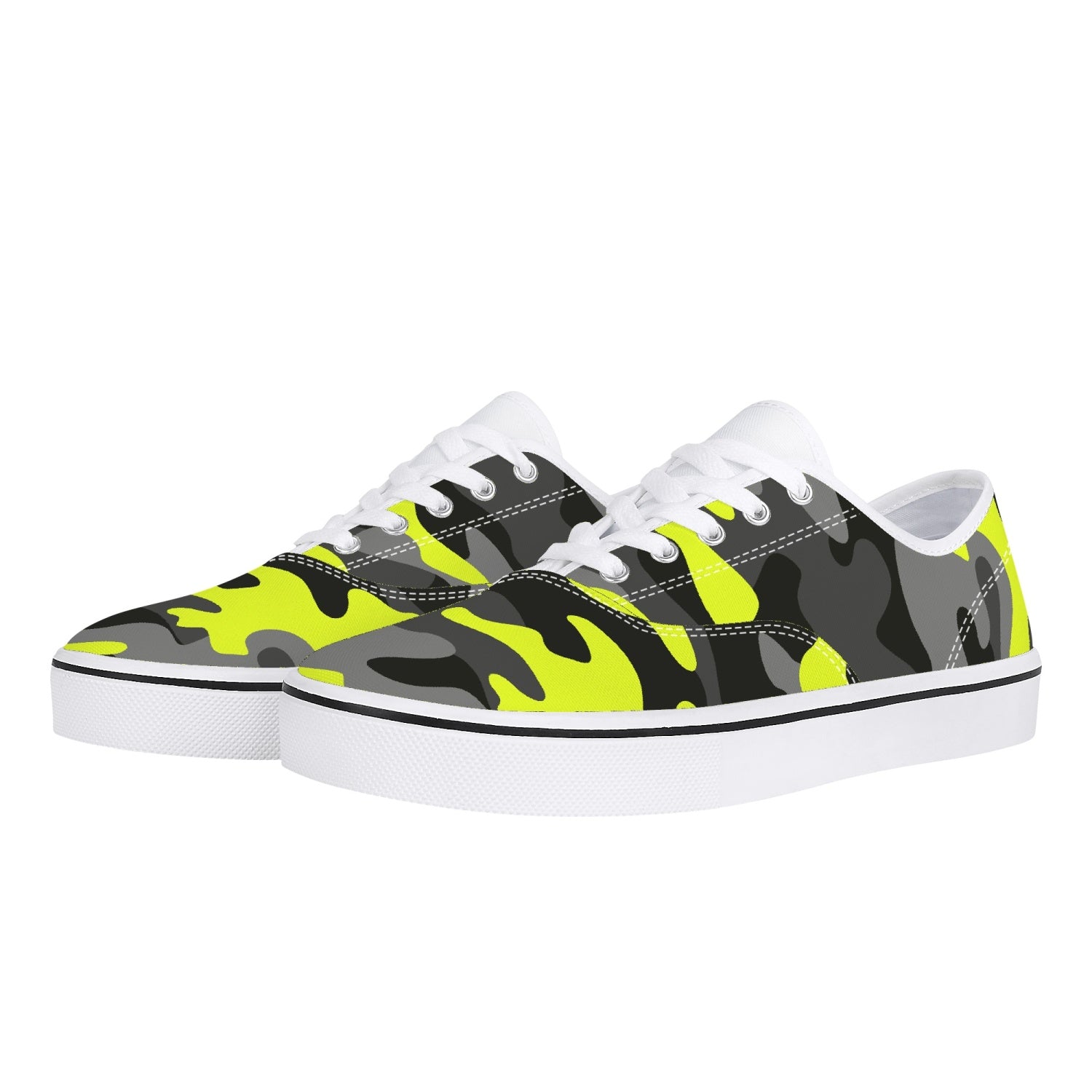 Camo Skate Shoes | Yellow, Black, and Gray Camouflage