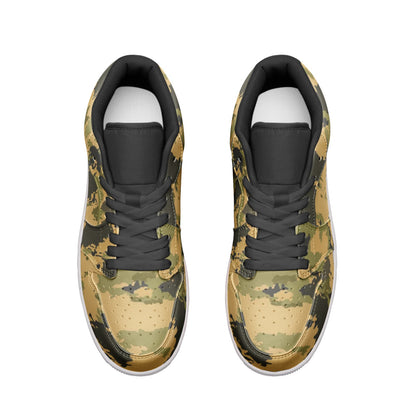 Desert Green Camo Sneakers | Unisex Low Top Leather