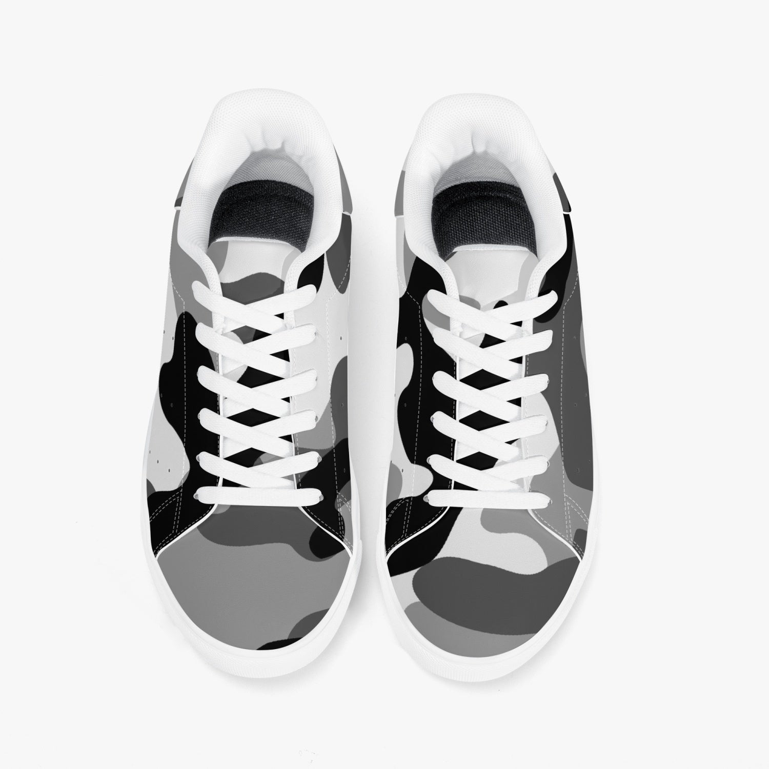 Camo Sneakers | Classic Low-Top Leather | Gray, Black and White