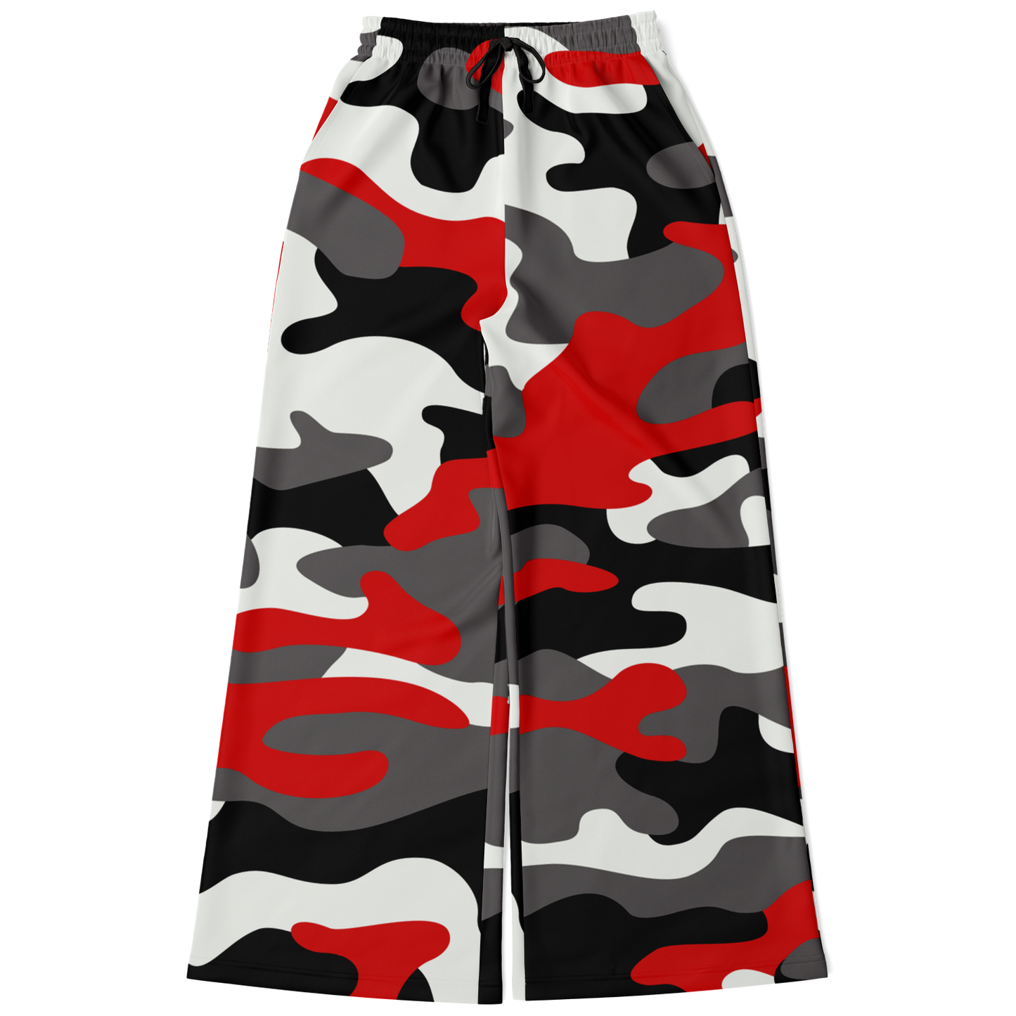 Camo Wide Leg Pants For Women | Red, Black & White Camouflage