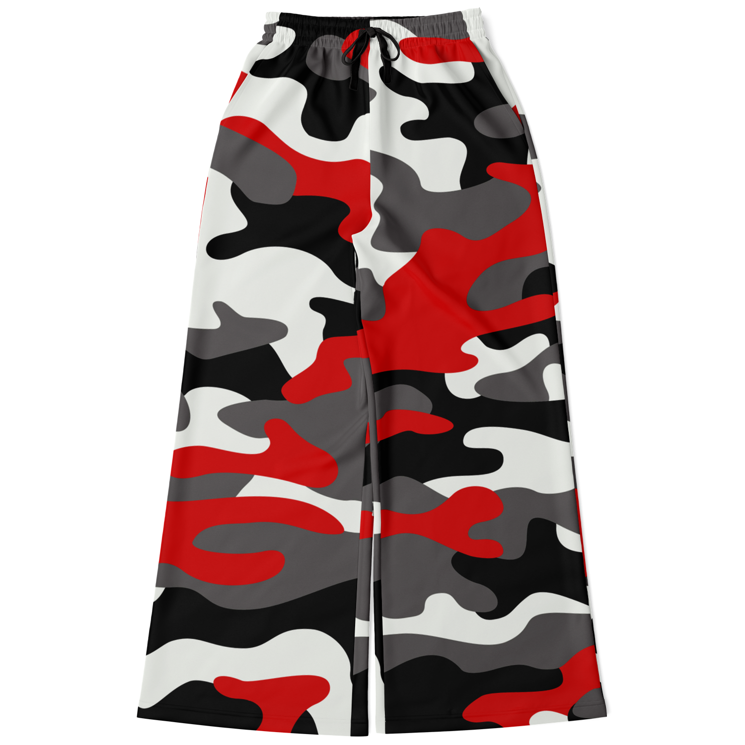 Camo Wide Leg Pants For Women | Red, Black & White Camouflage