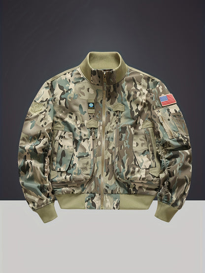 Men's Casual Stand Collar Camouflage Print Jacket