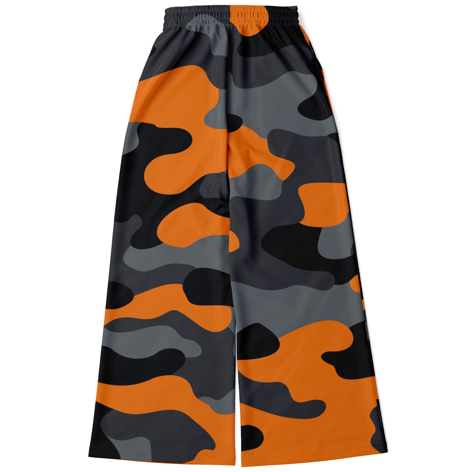 Camo Wide Leg Pants | Orange, Gray & Black Camouflage