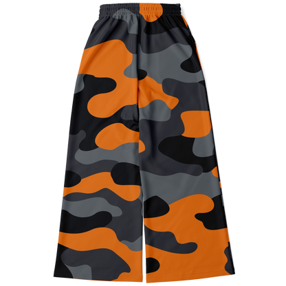 Camo Wide Leg Pants | Orange, Gray & Black Camouflage