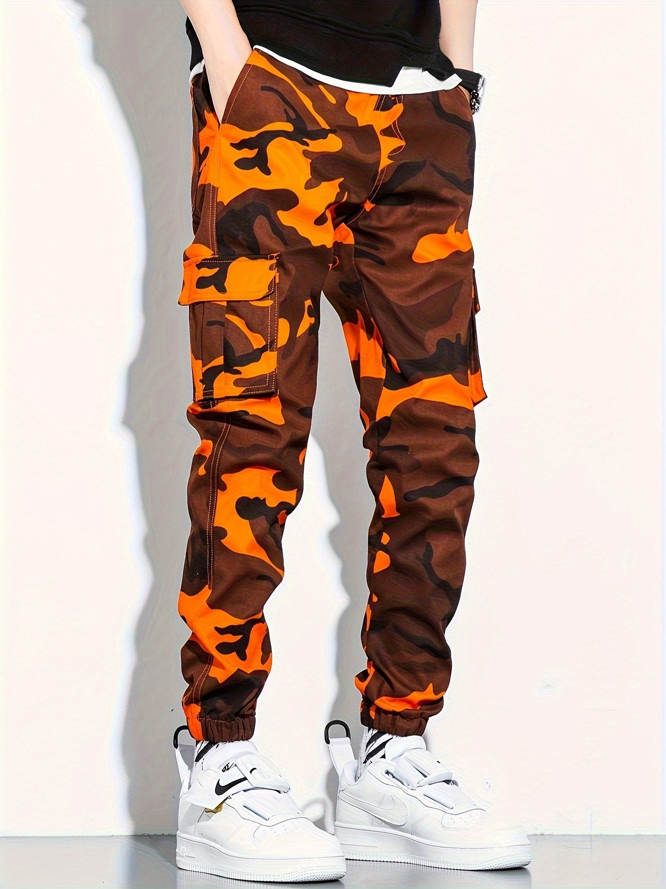 Men's Camo Cargo Cropped Pants With Multi Pockets | Vintage Style