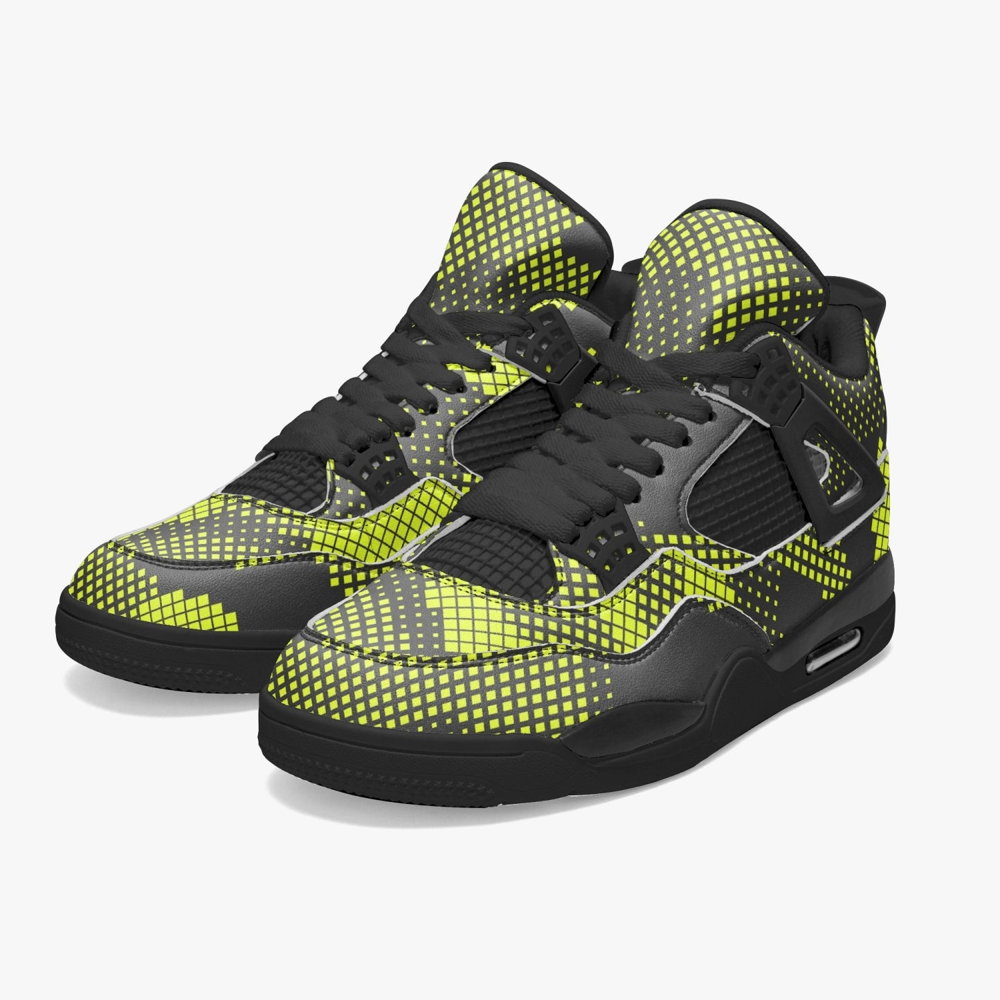 Camo Jordans AJ4 | Green Dotted Camouflage | Black Sole