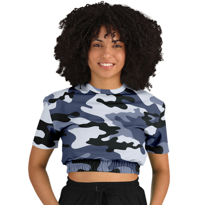 Camo Crop Top Sweatshirt | Light Blue Camouflage