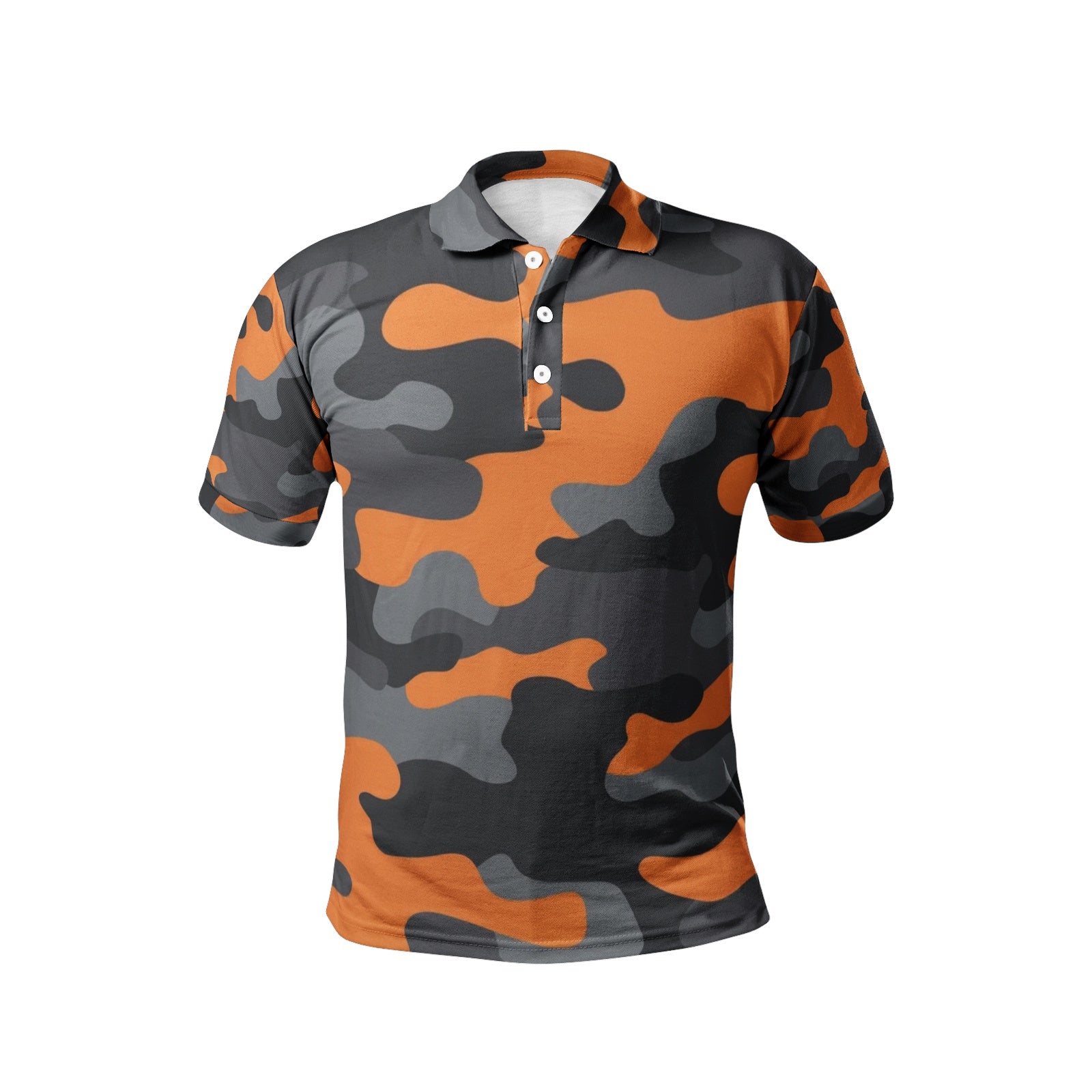 Camo Golf Shirt | Orange, Black, and Gray Camouflage