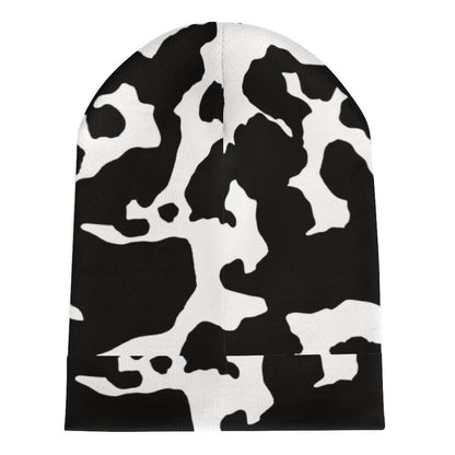 Camo Beanie | Black & White Cow Camouflage