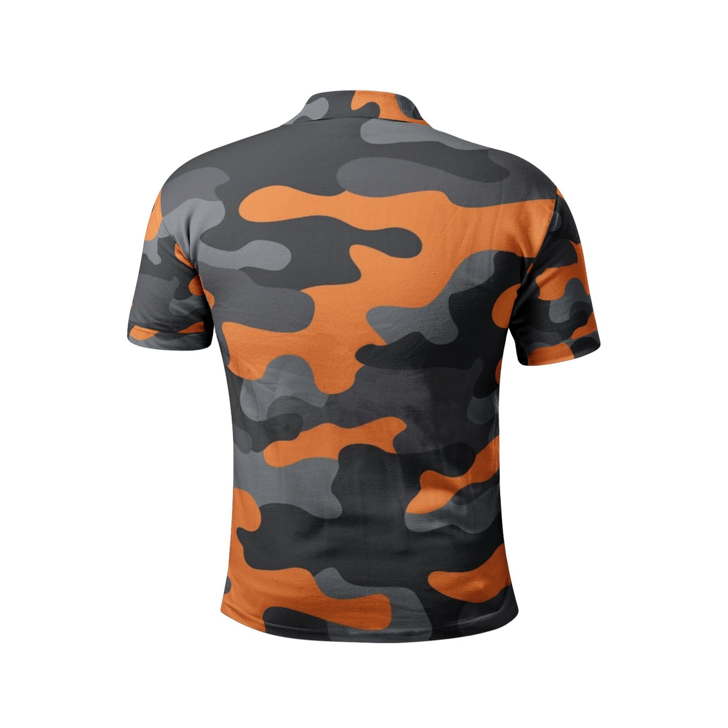 Camo Golf Shirt | Orange, Black, and Gray Camouflage