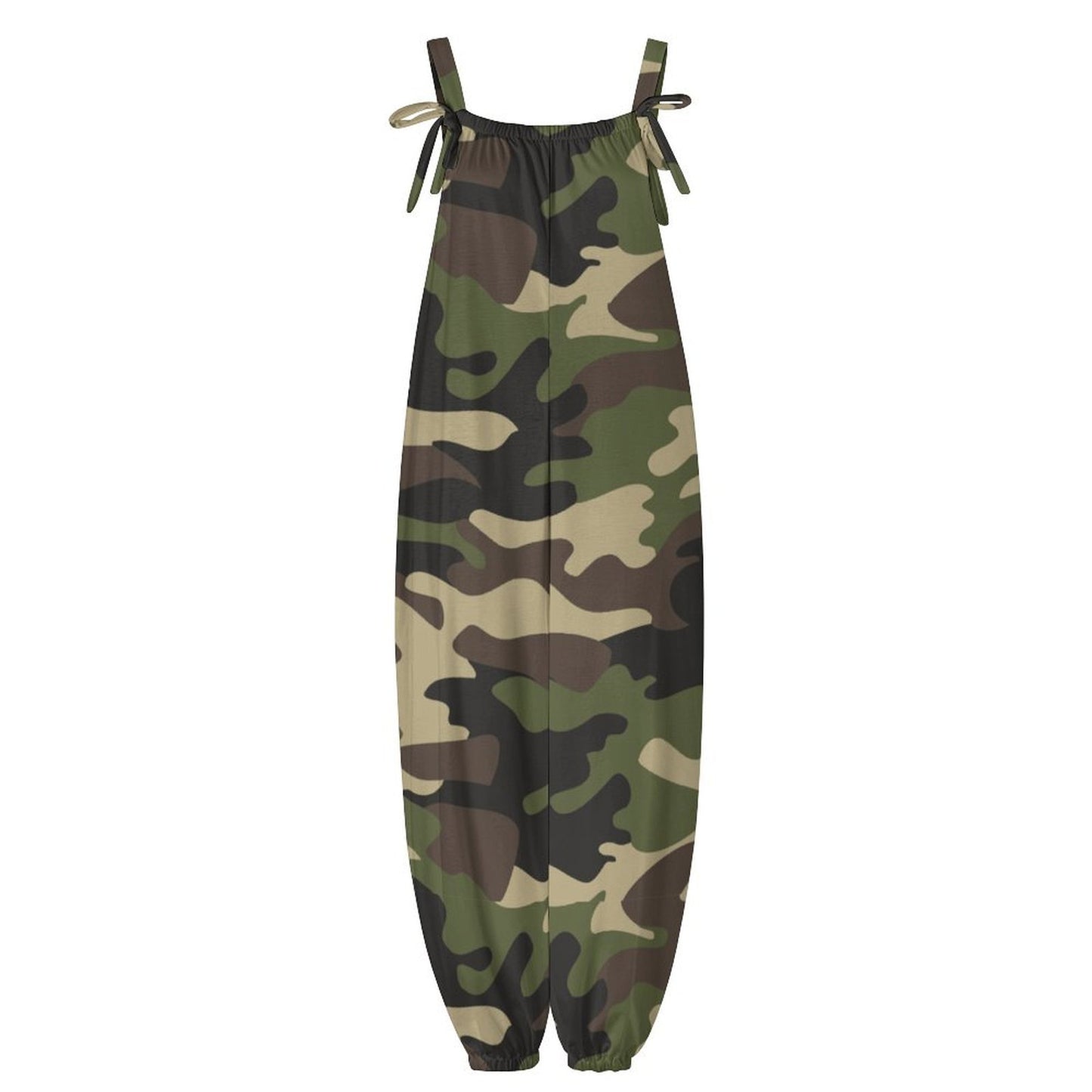 Women's Green Camo Jumpsuit | Baggy Overalls, Loose-Fit Romper