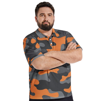 Camo Golf Shirt | Orange, Black, and Gray Camouflage