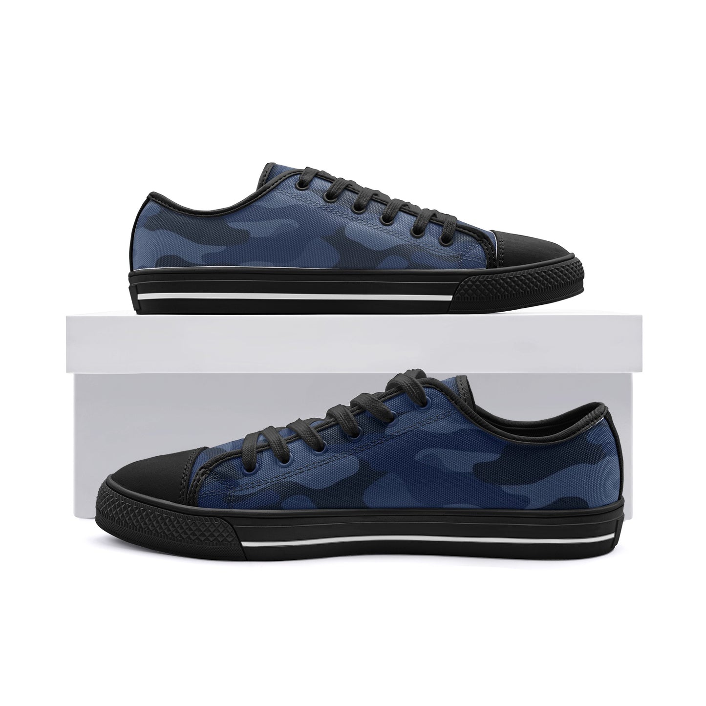 Camo Shoes | Low Top Canvas | Deep Blue Camouflage