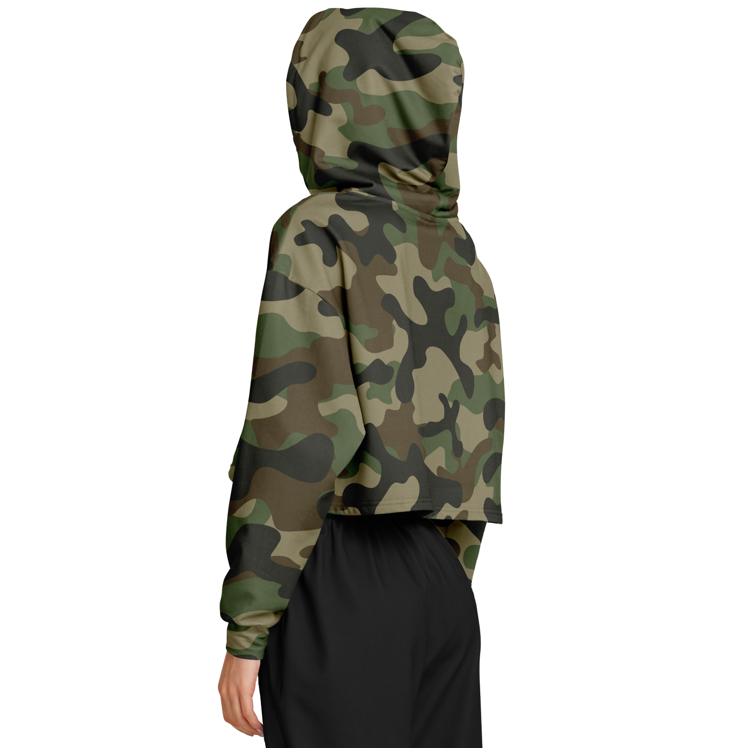 Cropped Hoodie For Women | Classic Green Camo