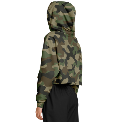 Cropped Hoodie For Women | Classic Green Camo