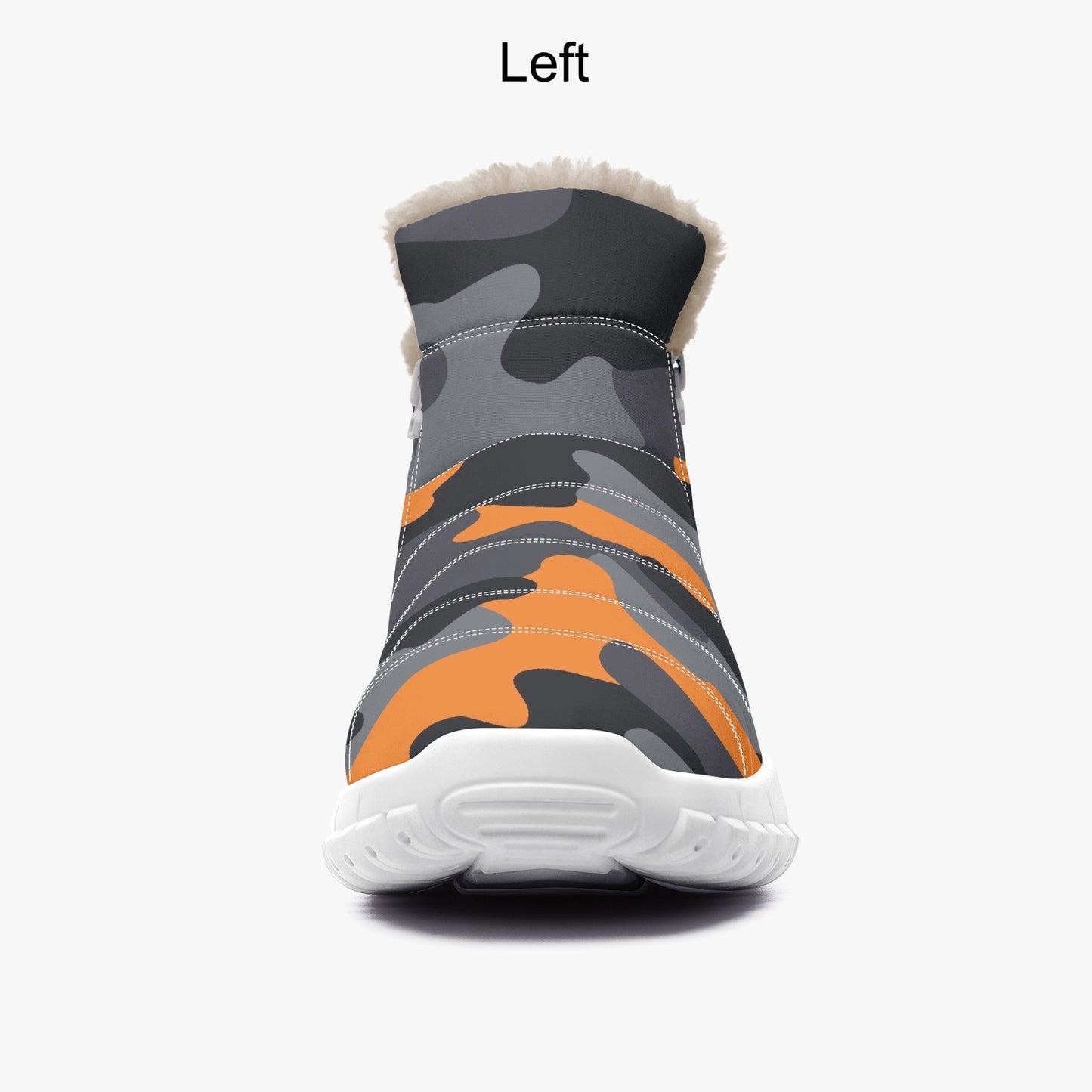 Camo Boots | Cotton-pad Fur Zipper Up | Orange, Black & Gray