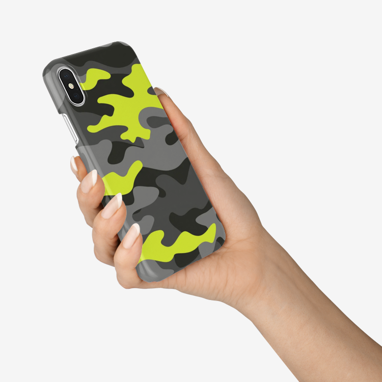 Camo Phone Case | iPhone | Yellow, Black, & Gray Camouflage