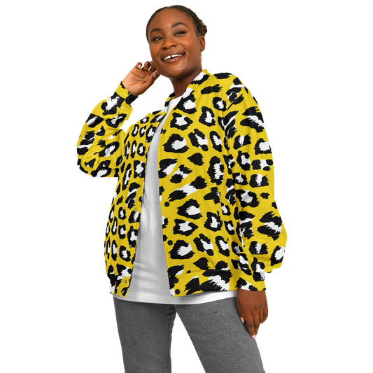 Baseball Jacket in Yellow & Black Leopard Pattern