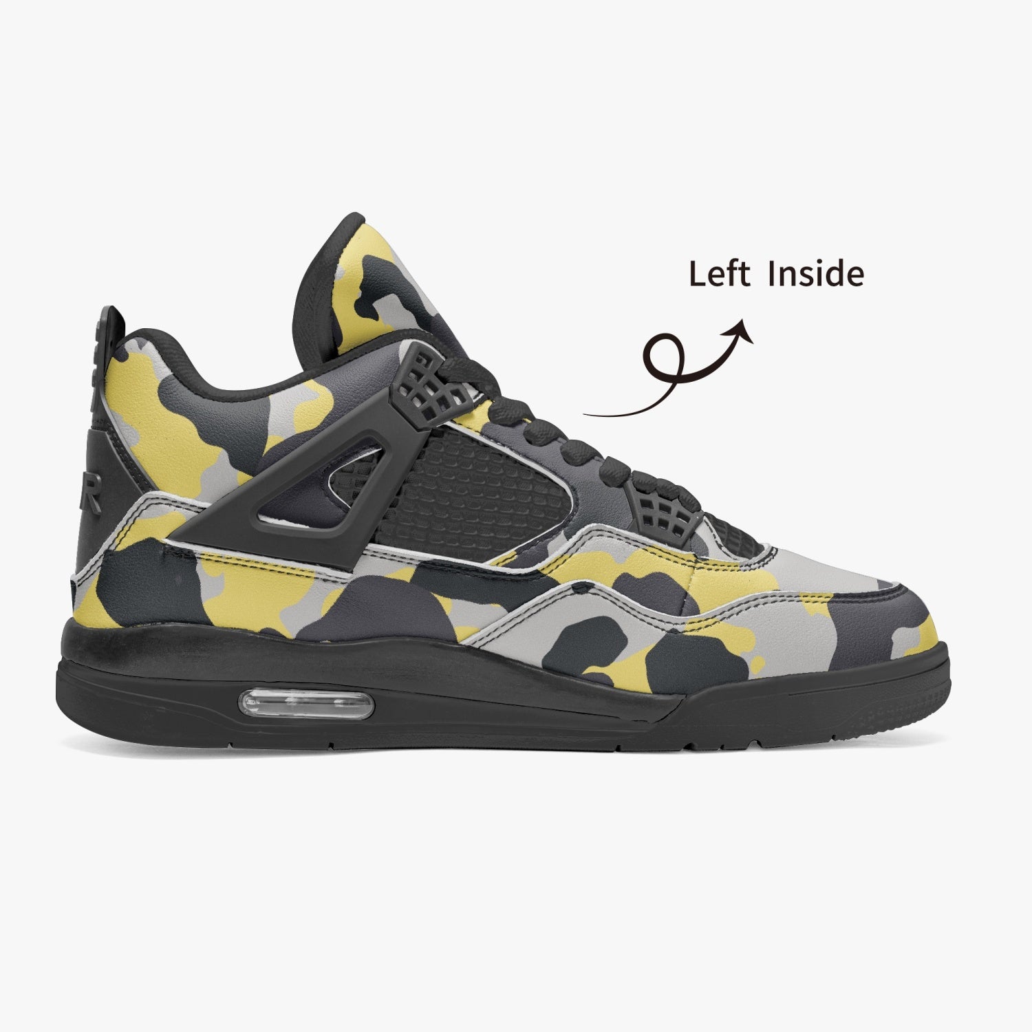 Camo Jordans AJ4 | Yellow, Black and Silver Camouflage