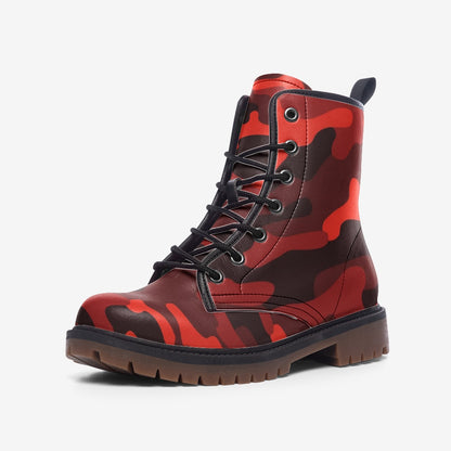 Camo Boots | Leather Camouflage in Scarlet Red and Black