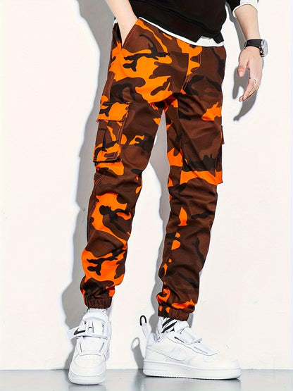 Men's Camo Cargo Cropped Pants With Multi Pockets | Vintage Style