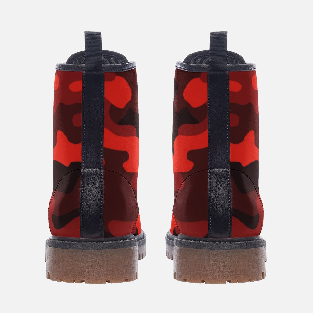 Camo Boots | Leather Camouflage in Scarlet Red and Black